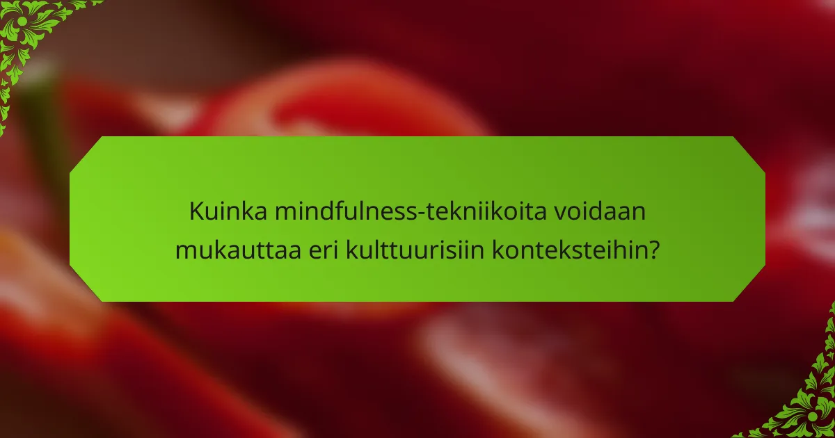 Kuinka mindfulness-tekniikoita voidaan mukauttaa eri kulttuurisiin konteksteihin?