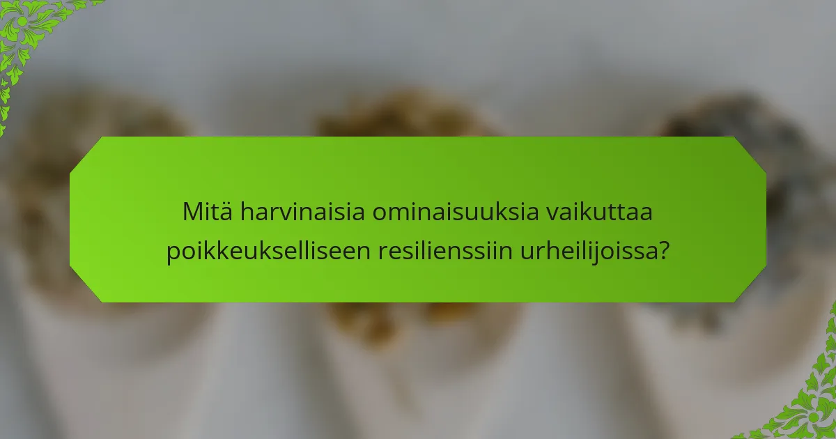Mitä harvinaisia ominaisuuksia vaikuttaa poikkeukselliseen resilienssiin urheilijoissa?