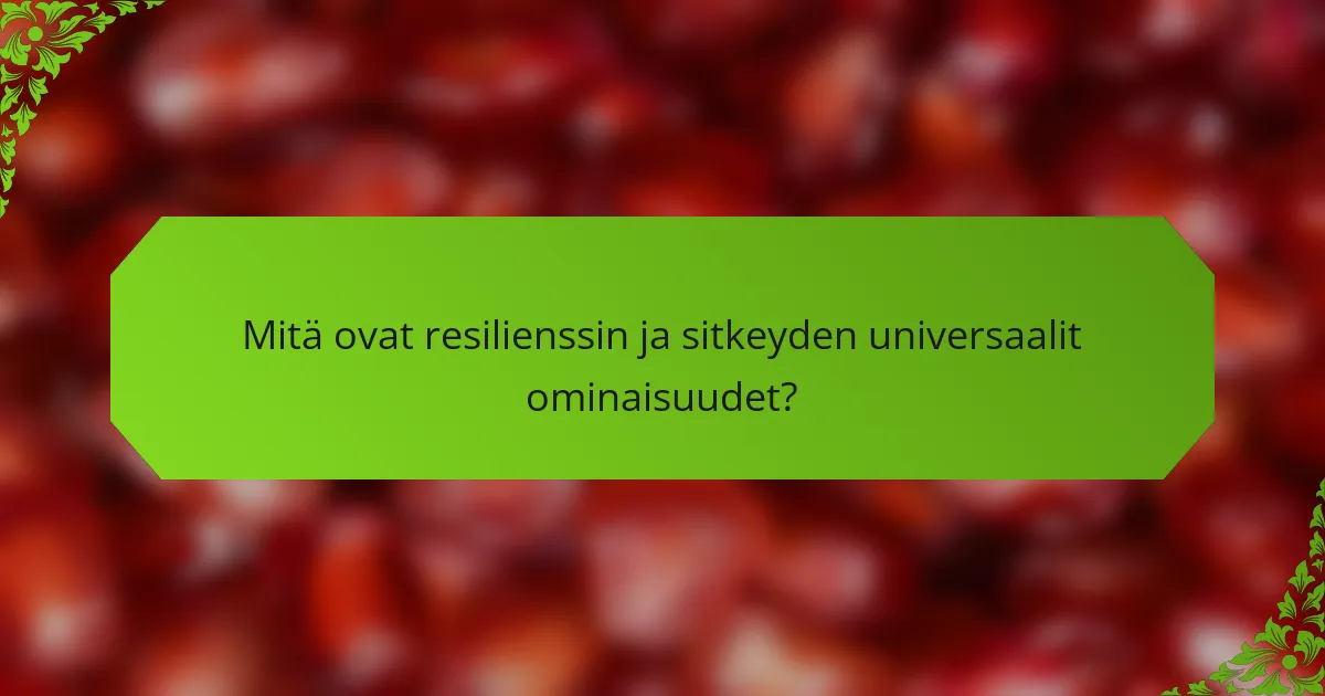 Mitä ovat resilienssin ja sitkeyden universaalit ominaisuudet?