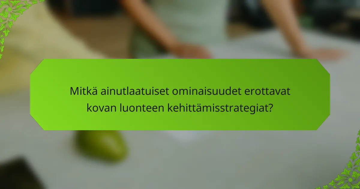 Mitkä ainutlaatuiset ominaisuudet erottavat kovan luonteen kehittämisstrategiat?
