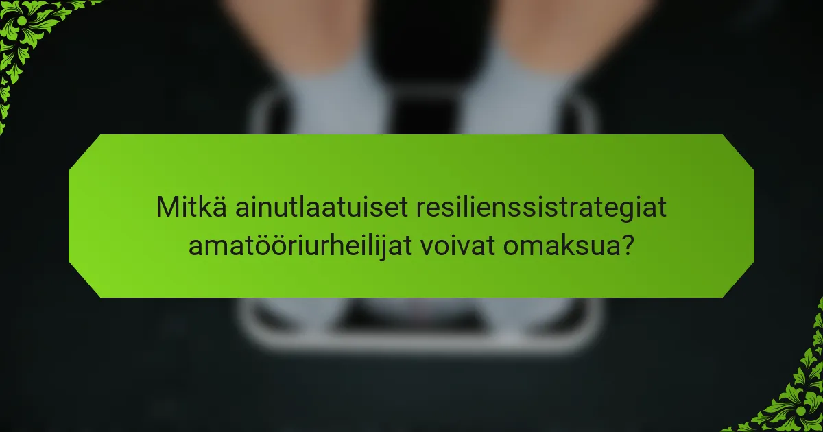 Mitkä ainutlaatuiset resilienssistrategiat amatööriurheilijat voivat omaksua?