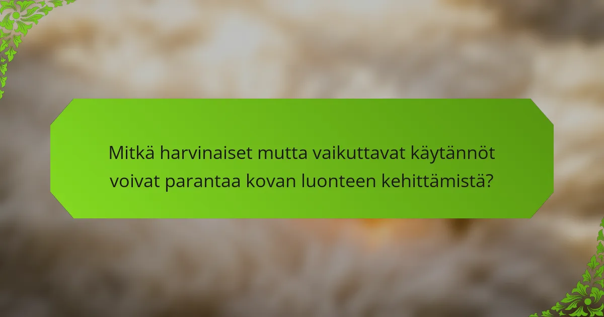 Mitkä harvinaiset mutta vaikuttavat käytännöt voivat parantaa kovan luonteen kehittämistä?