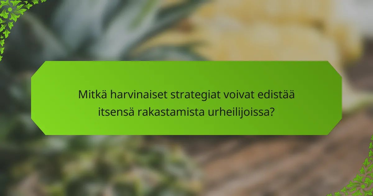 Mitkä harvinaiset strategiat voivat edistää itsensä rakastamista urheilijoissa?