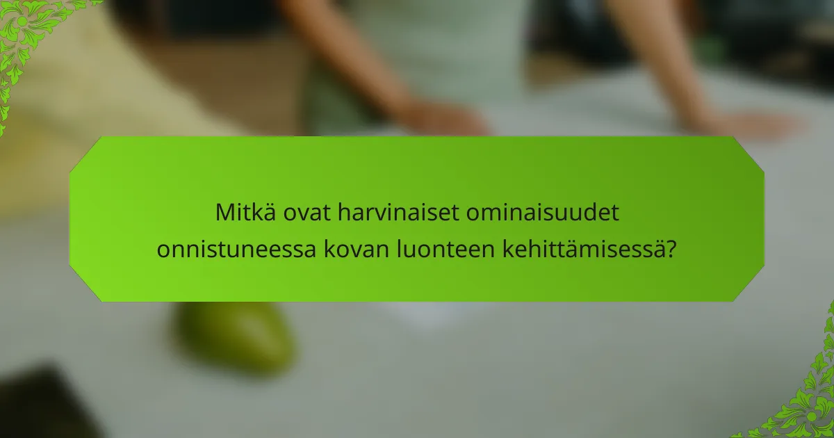 Mitkä ovat harvinaiset ominaisuudet onnistuneessa kovan luonteen kehittämisessä?