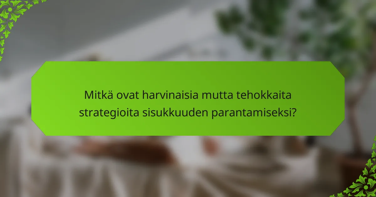 Mitkä ovat harvinaisia mutta tehokkaita strategioita sisukkuuden parantamiseksi?