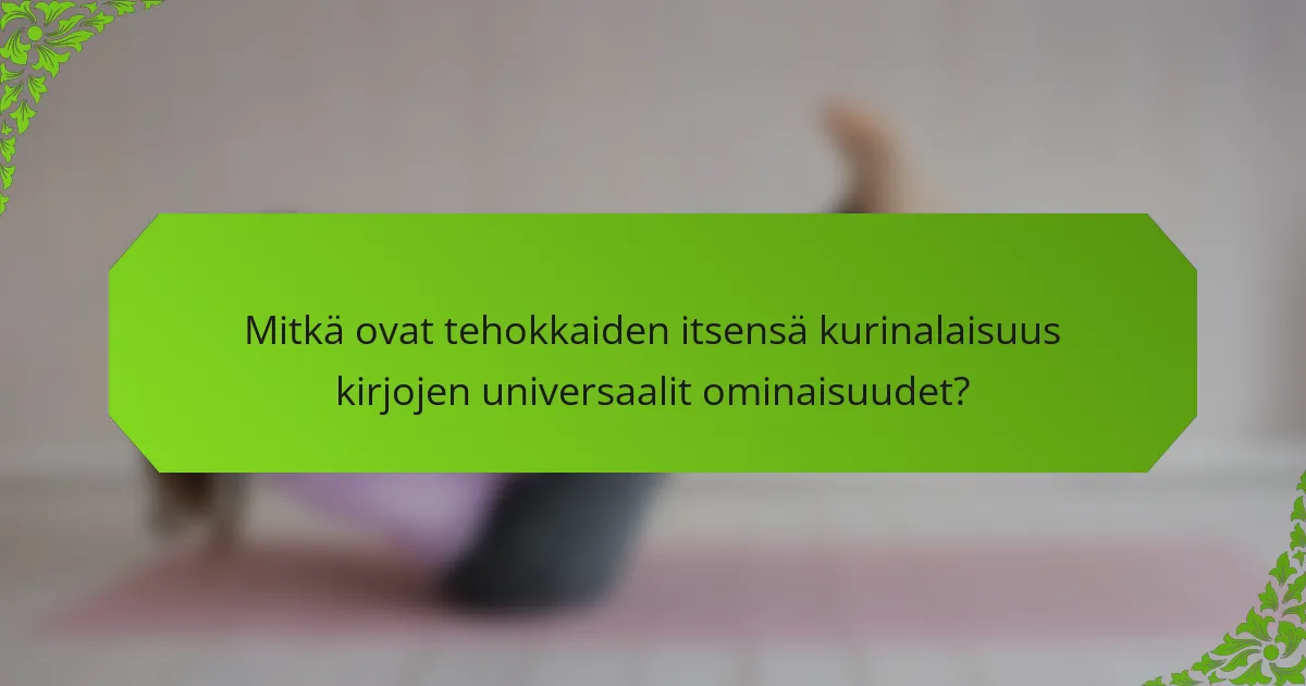 Mitkä ovat tehokkaiden itsensä kurinalaisuus kirjojen universaalit ominaisuudet?