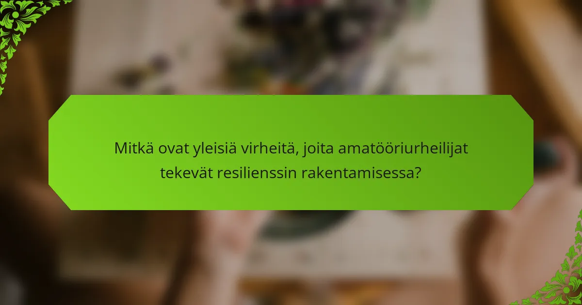Mitkä ovat yleisiä virheitä, joita amatööriurheilijat tekevät resilienssin rakentamisessa?